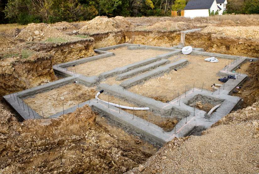 An illustration of a sustainable house foundation, showcasing innovative design elements inspired by Shear Architectural Design’s commitment to eco-friendly construction in the UK.