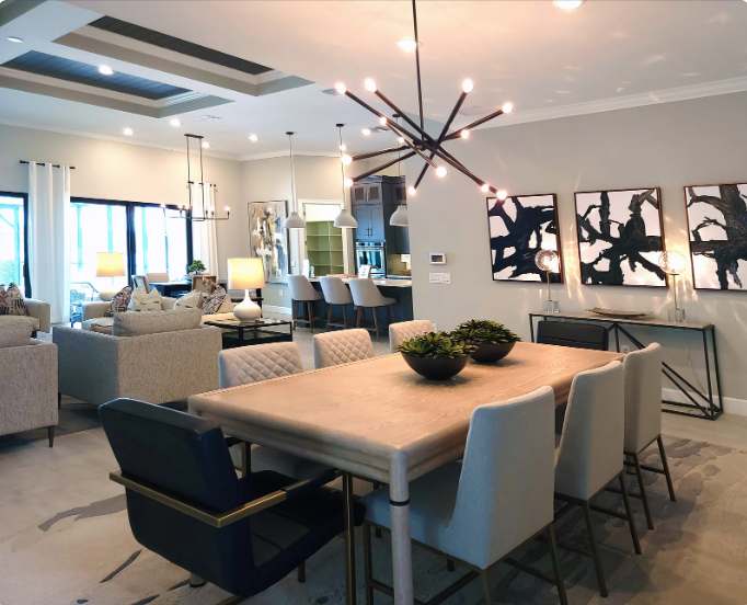 An elegant living space showcasing textured layering, warm lighting, and biophilic elements, exemplifying personalisation strategies discussed in the blog.